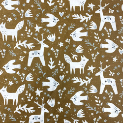 Printed Cotton YIHA Mocha / Gray Sky